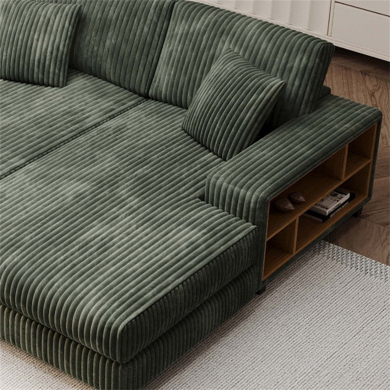 Versatile Convertible Sofa with Plush Cushions and Extra Storage