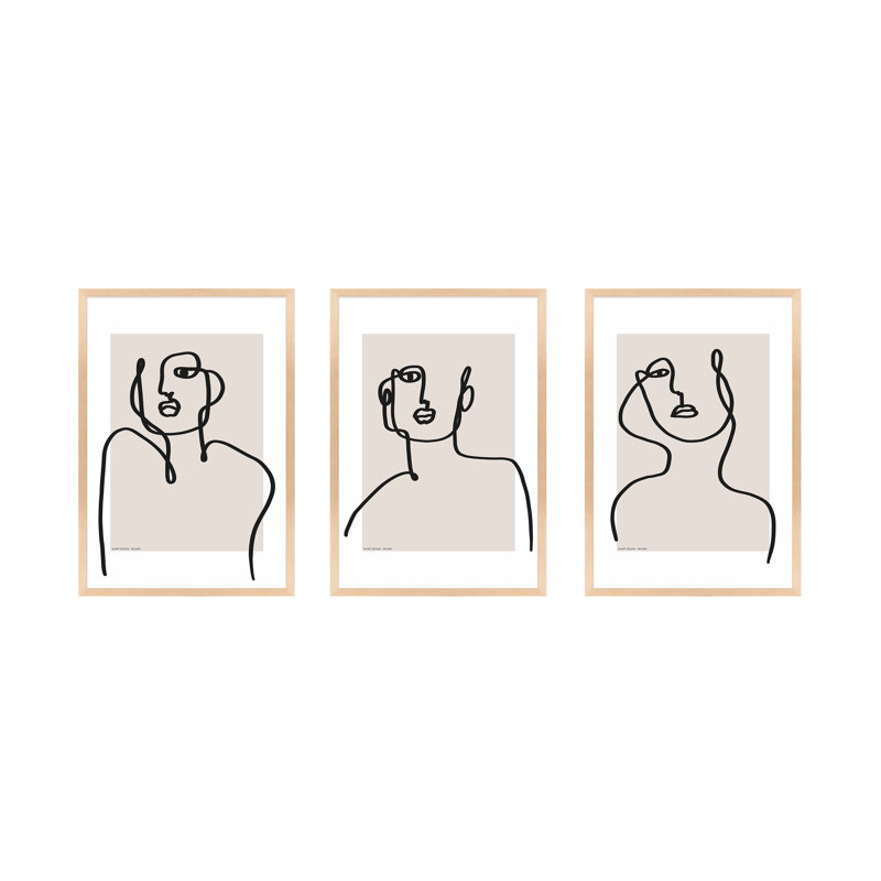 Figure And Form Print by Romina Gadler, Maple Framed Paper, 20" H x 14" W x 1.25" D