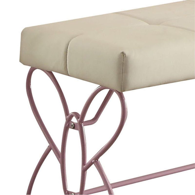 Banc en cuir synthétique clair, Rose, Beige