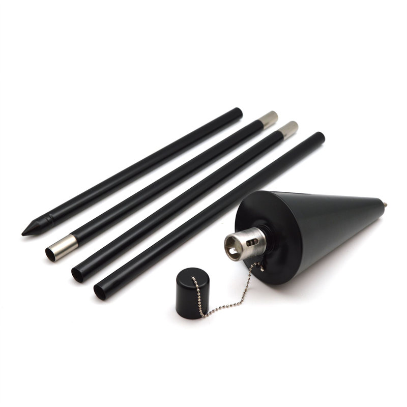 Harbour Housewares - 12x Garden Flame Torches - Metal Cone Design, 146cm H x 9cm W x 9cm D, Black