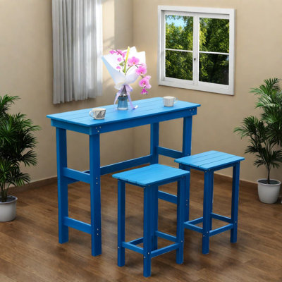 Ensembles de table de salle à manger durables en PEHD bleu lac pour les espaces extérieurs