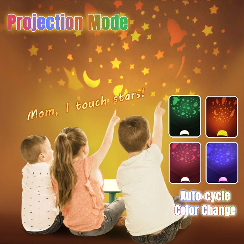 Veilleuse pour tout-petits, projecteur d'étoiles DEL avec minuterie, verte | Lumière douce et agréable pour les yeux, luminosité réglable, batterie rechargeable de 3000 mAh, changement de couleur, format portable pour l'heure du coucher