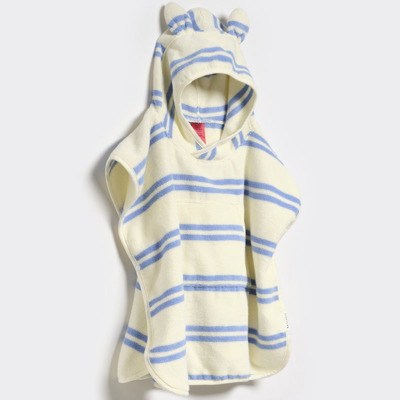 Serviette à capuche pour enfants: Sammy la mouette - rayures bleues