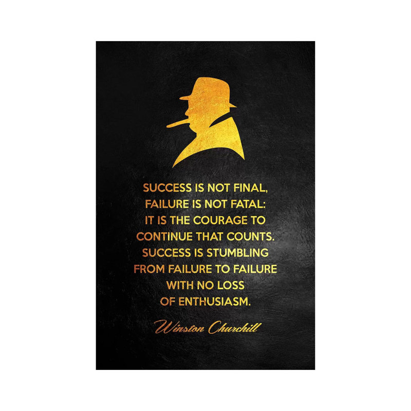 Art textuel sur toile tendue Winston Churchill, H 12 po x l 8 po x P 0,75 po
