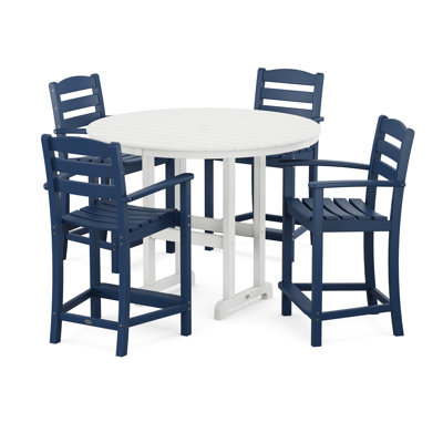 POLYWOOD La Casa Café 5-Piece Round Farmhouse Counter Set