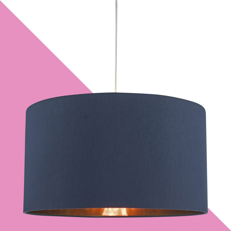 22.5cm H Faux Silk Drum Pendant Shade ( Uno ), Blue