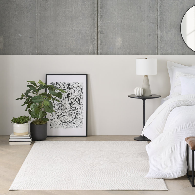 Alim Abstract Machine Made Area Rug, Rectangle 183 x 274 cm, Ivory