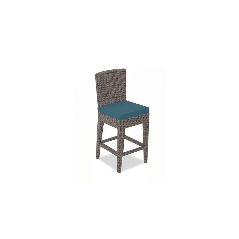 Arden Outdoor Bar Stool, Canvas Natural Sunbrella® Canvas, 25", Textured Slate