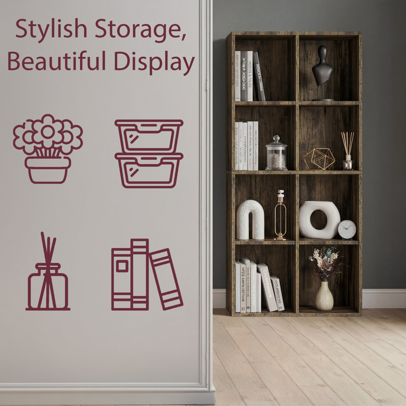 Cube Storage Unit With Open Shelving Modern Multi-Purpose Storage Organiser for Living Room Bedroom & Office, Dark Wood