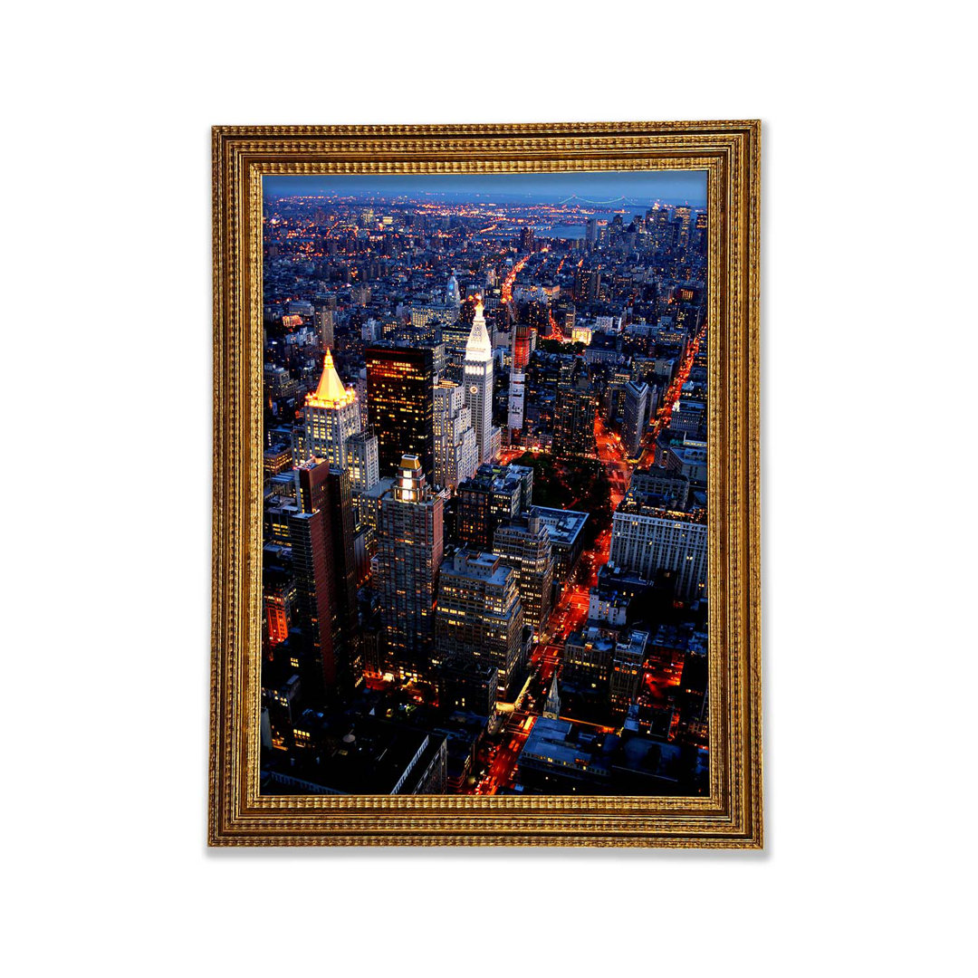 NYC Ariel View City Lights - Einzelner Bilderrahmen Kunstdrucke