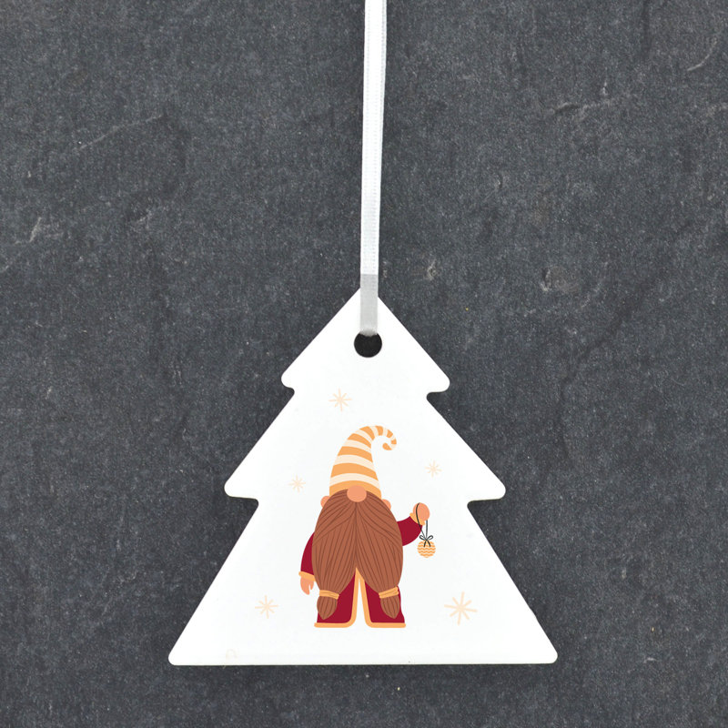 Carley Gnome Festive Gonk Bauble Tree Shaped Ceramic Ornament