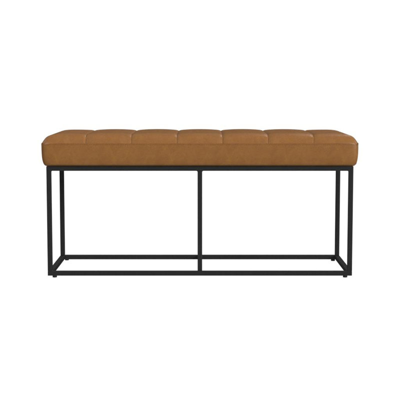 Banc Kai, structure en métal ouverte, similicuir 43 pi, Marron clair