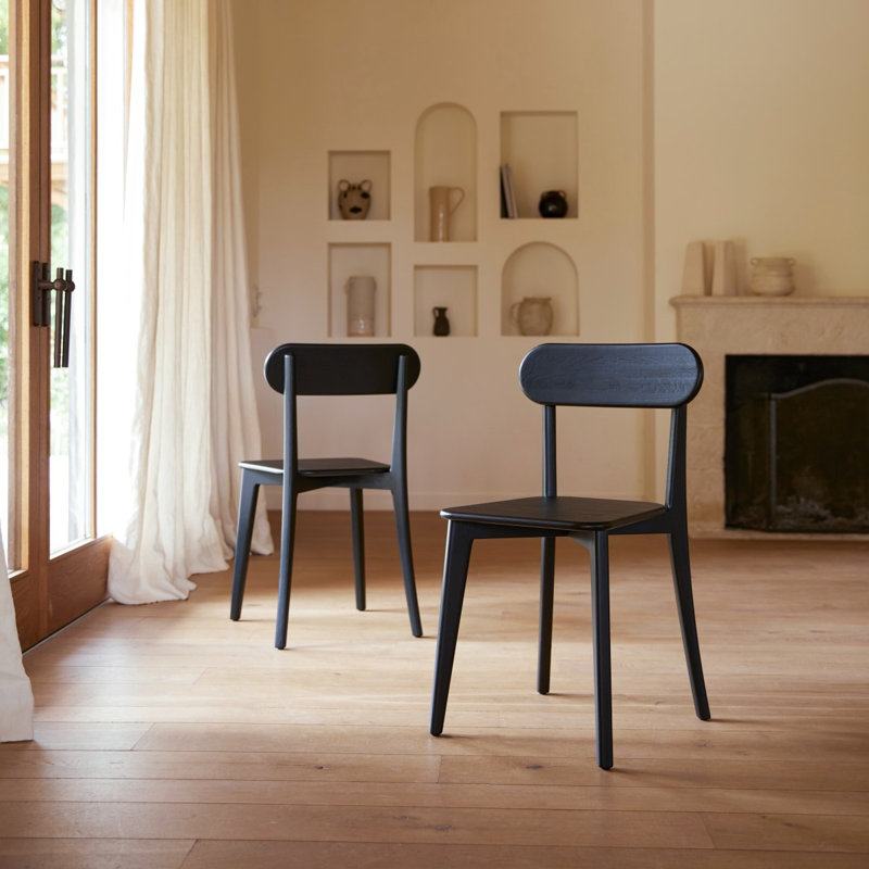 Abel Solid Oak Chairs, Black