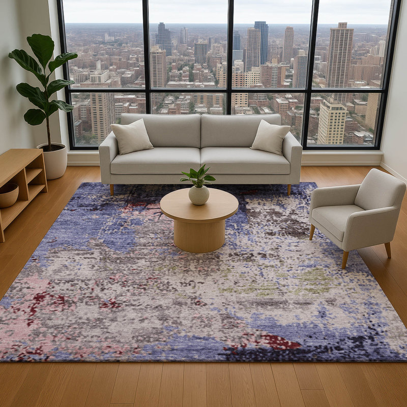 Premium Machine Washable Breault AMF1911 Abstract Rug, Rectangle 10' x 14'
