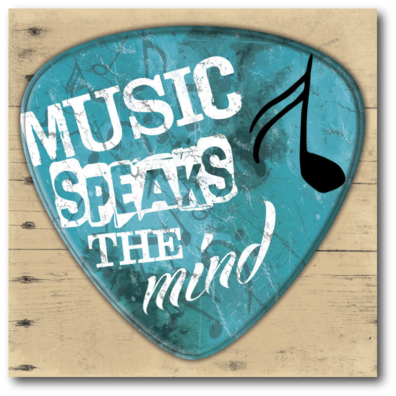 "Music parle the Mind", reproduction d’art textuel sur toile tendue, H 24 po x l 24 po x 1,5 po
