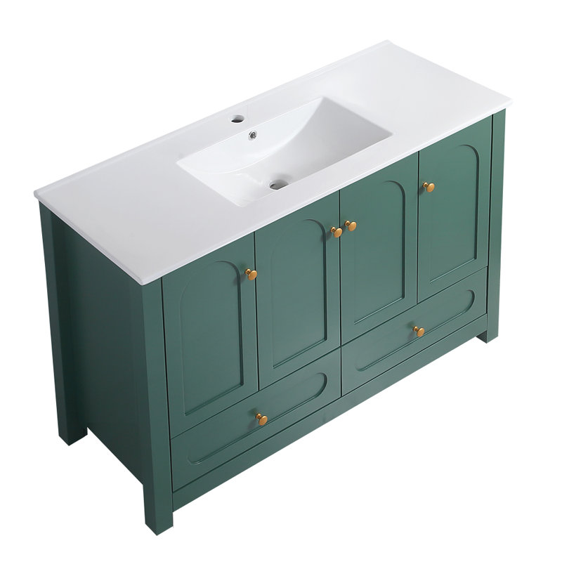 Ensemble de meuble-lavabo 48 po avec lavabo en résine, Vert