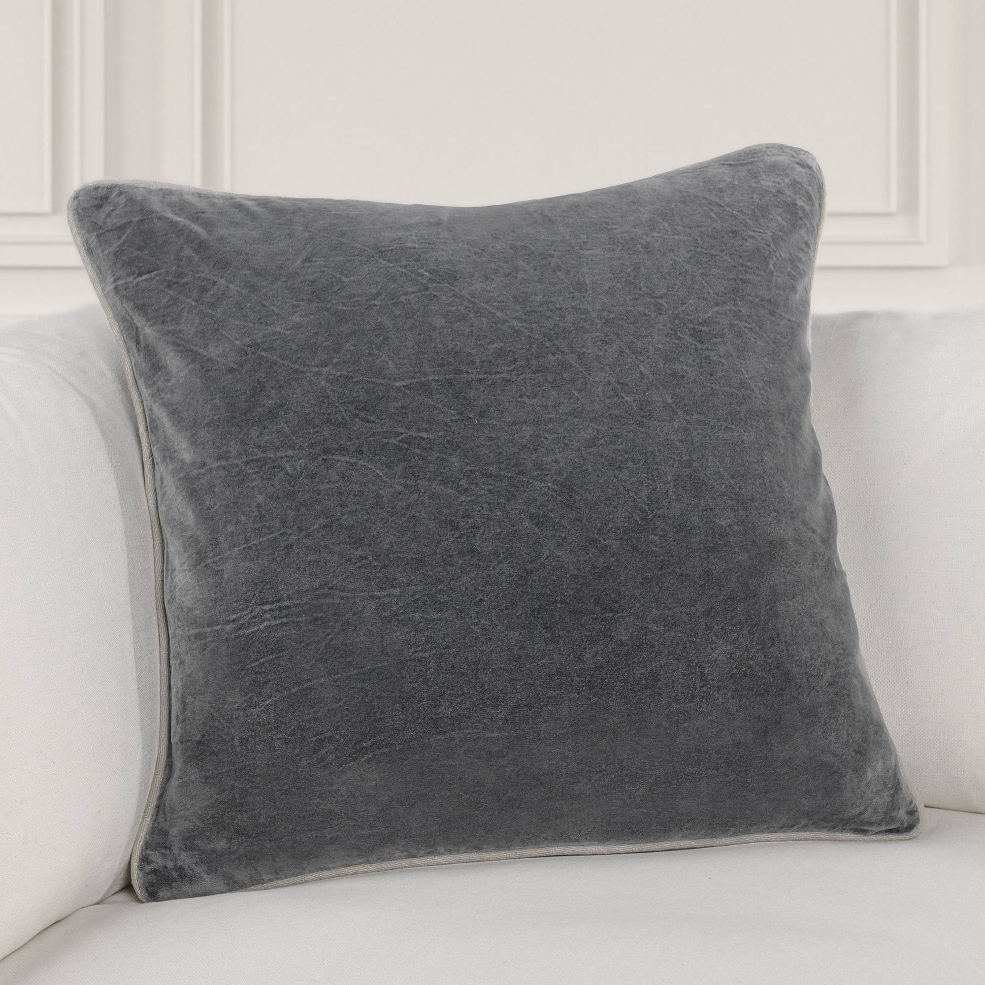 Goodall Throw Pillow, Dark Gray, Square 22"