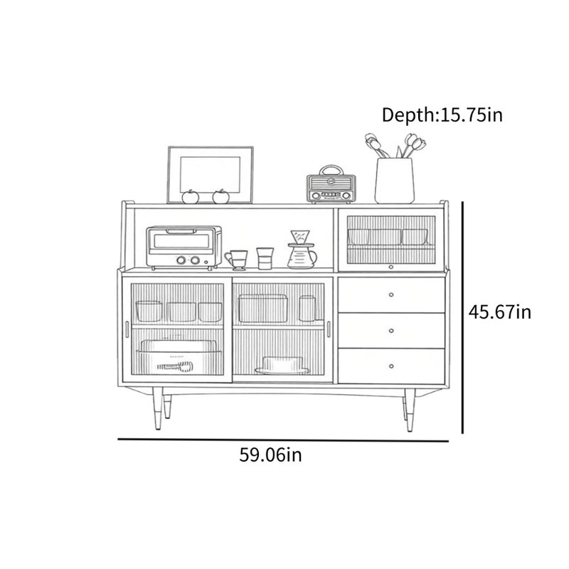 Armoire décorative simple et diversifiée, Cerisier, 45.67" H x 59.06" W x 15.75" D