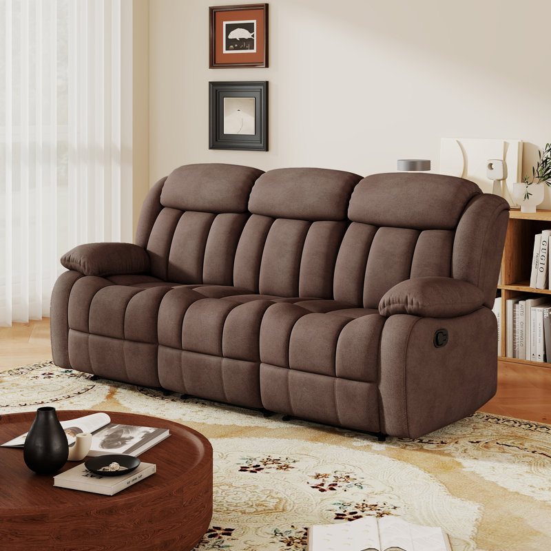 Canapé inclinable manuel moderne de 83,4 po de largeur avec canapé inclinable en microfibre