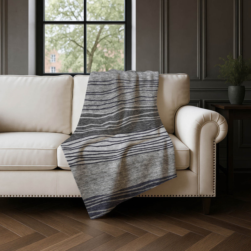 Jeté à rayures Addison Sherpa ASB735, Gris
