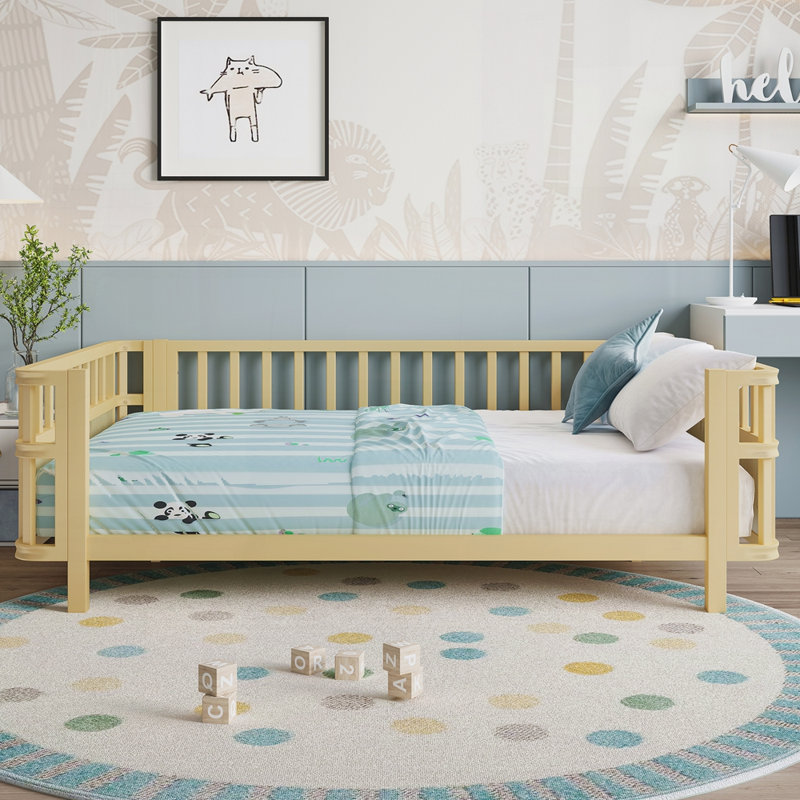 Lit plateforme moderne, Naturel, Double