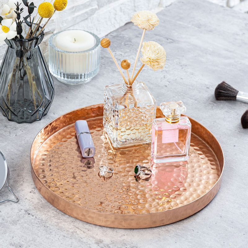 Metal Tray, Rose Gold/Pink