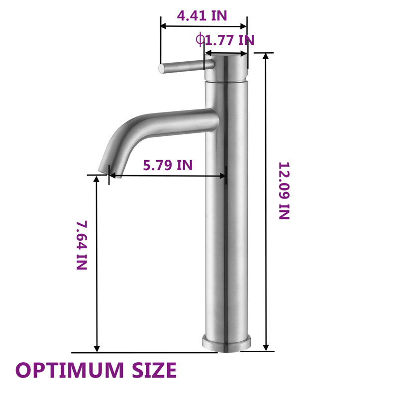 Modern Tall Vessel Sink Faucet, Single Handle Single Hole Bathroom Faucet with Curved Spout, Sliver