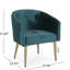 Élégante chaise de salle à manger moderne en velours bleu sarcelle avec boutons et cadre de luxe