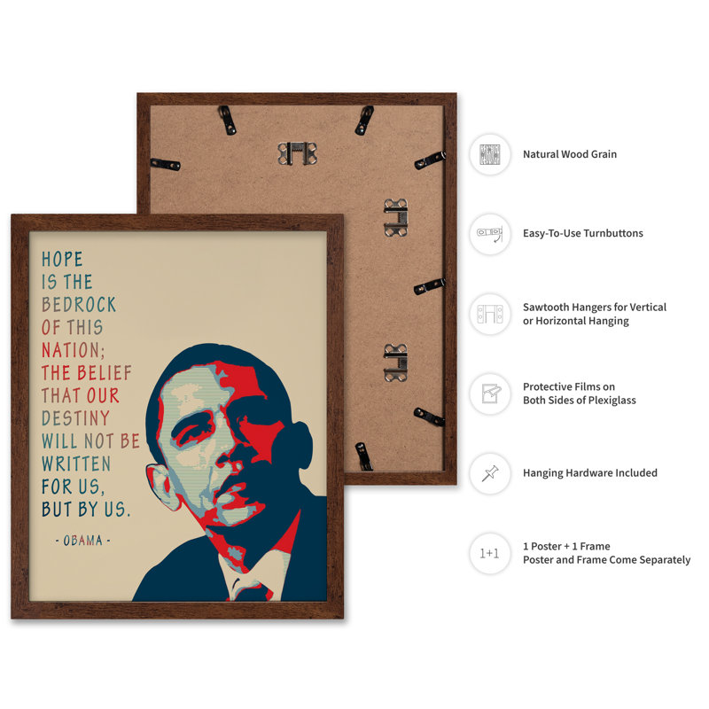«Hope Is The Bedrock», Poster, 24"H x 32"W, Brown Framed