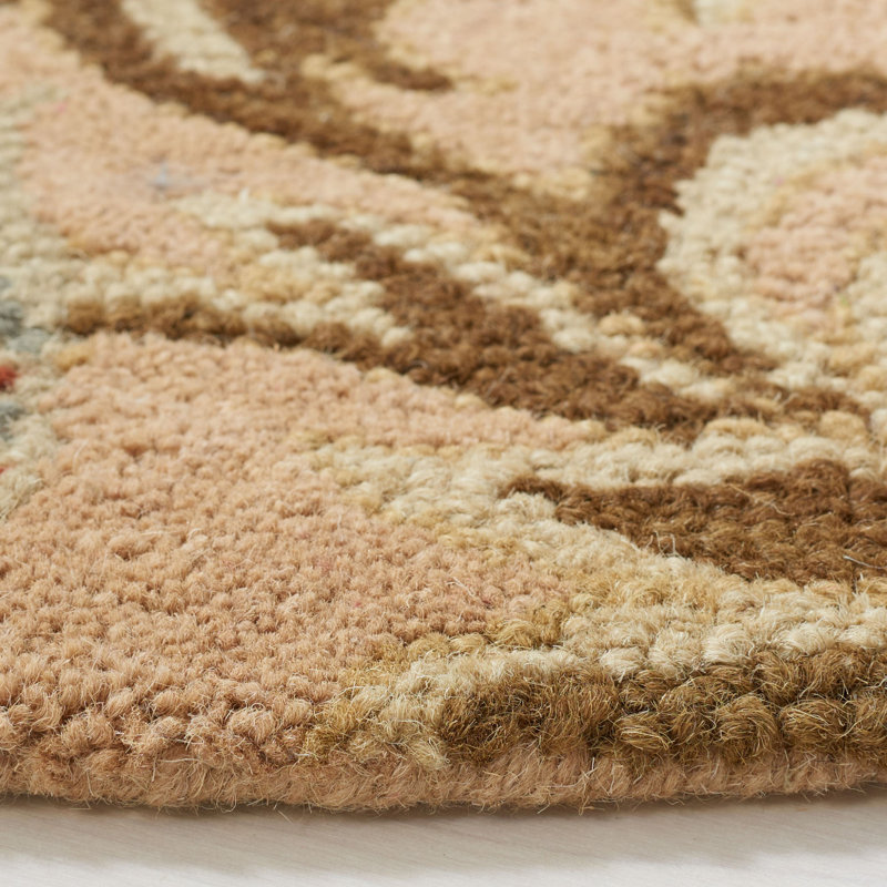 Tapis floral crocheté à la main 80% laine, 10% coton, 10% Emrick Blossom, Rond 4 pi