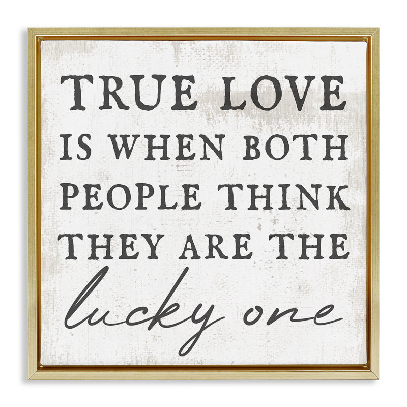 True Love, phrase romantique, H 18 po x l 18 po, Cadre flottant métallique doré