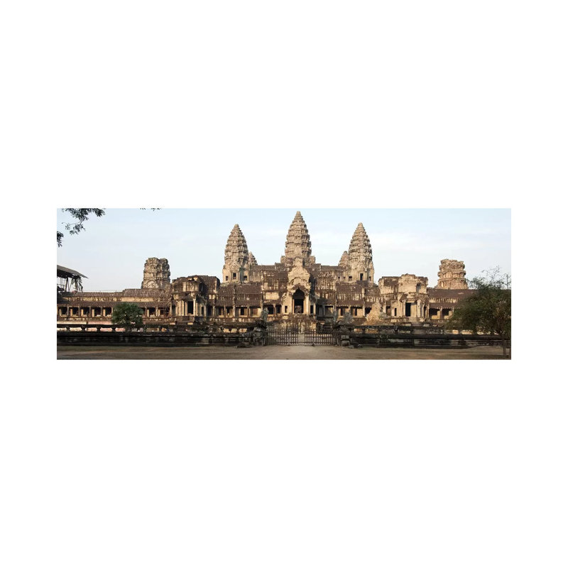 Facade Of A Temple, Angkor Wat, Angkor, Siem Reap, Cambodia - Wrapped Canvas Panoramic Print