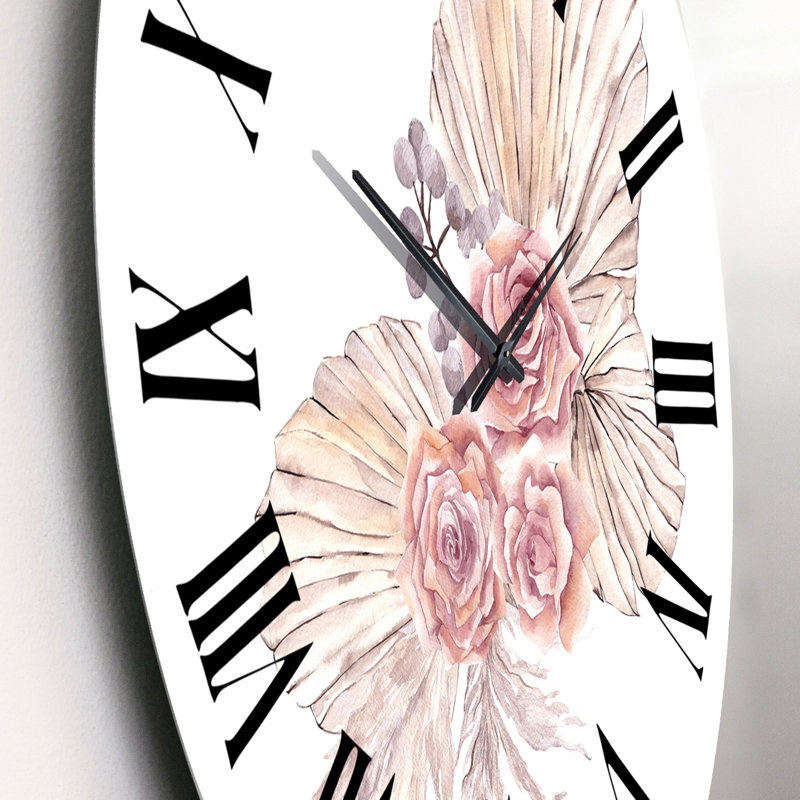Horloge murale traditionnelle Bouquet de fleurs séchées, Petit
