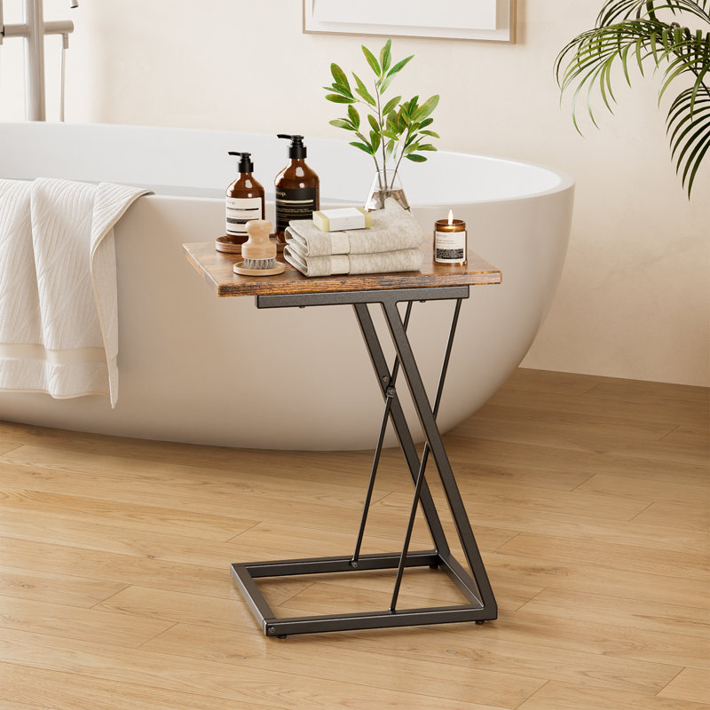 X Shaped End Table With Metal Base For Sofa, Bed Side