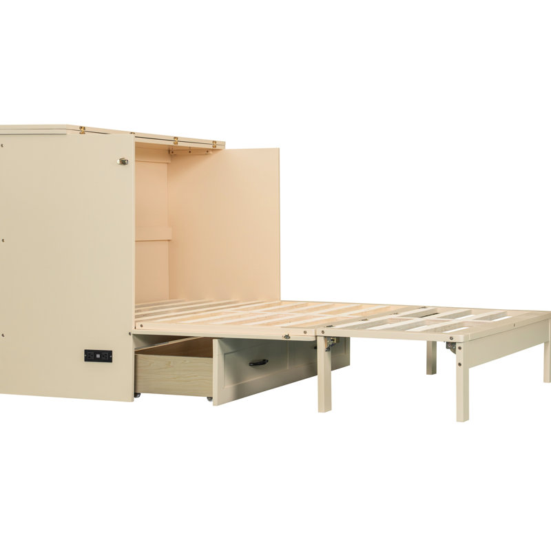 Lit double de couleur dorée, option d'espace pour les espaces multifonctionnels, coussins de tiroirs, lit pliable d'apparence, petites pièces idéales, design, grands tiroirs, esthétique