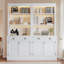 Bibliothèques | Ensemble de bibliothèque moderne 3 pièces avec rangement à DEL, tablettes réglables, tiroirs et amp; Portes pour le bureau à domicile | blanc neige | Structure en bois massif et panneau de fibres à densité moyenne