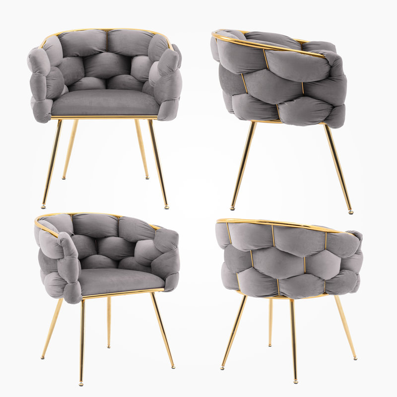 Chaise de salle à manger en velours capitonné Aughafatten, Gris