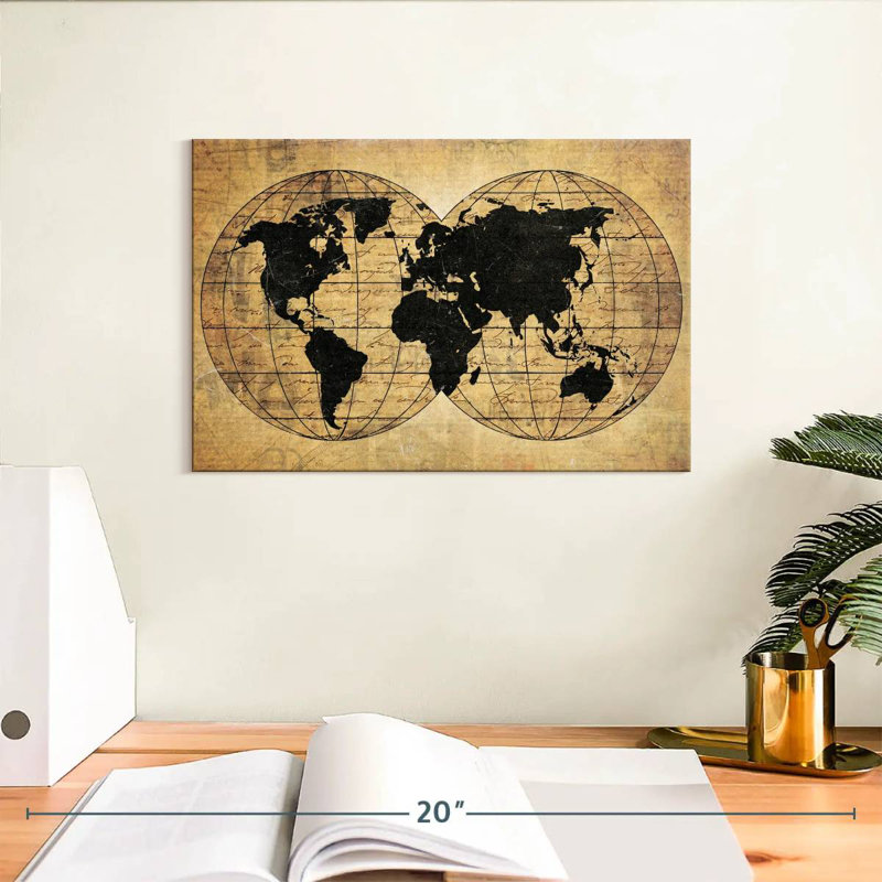 Aliaz Old Globe World Map, 8" H x 12" W