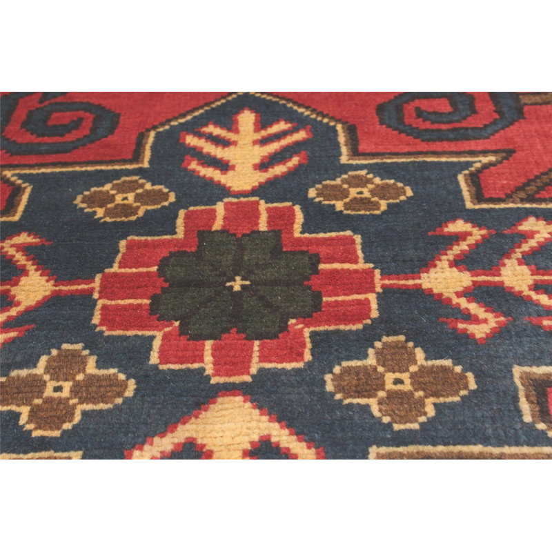 Tapis de couloir unique en laine noué à la main style Kargahi des années 2010 de 2 pi 10 po x 9 pi 6 po bourgogne foncé Puaolena