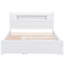 Grand lit plateforme en bois avec rangement à DEL, 2 tiroirs et lit gigogne simple, peu encombrant, blanc-730235716