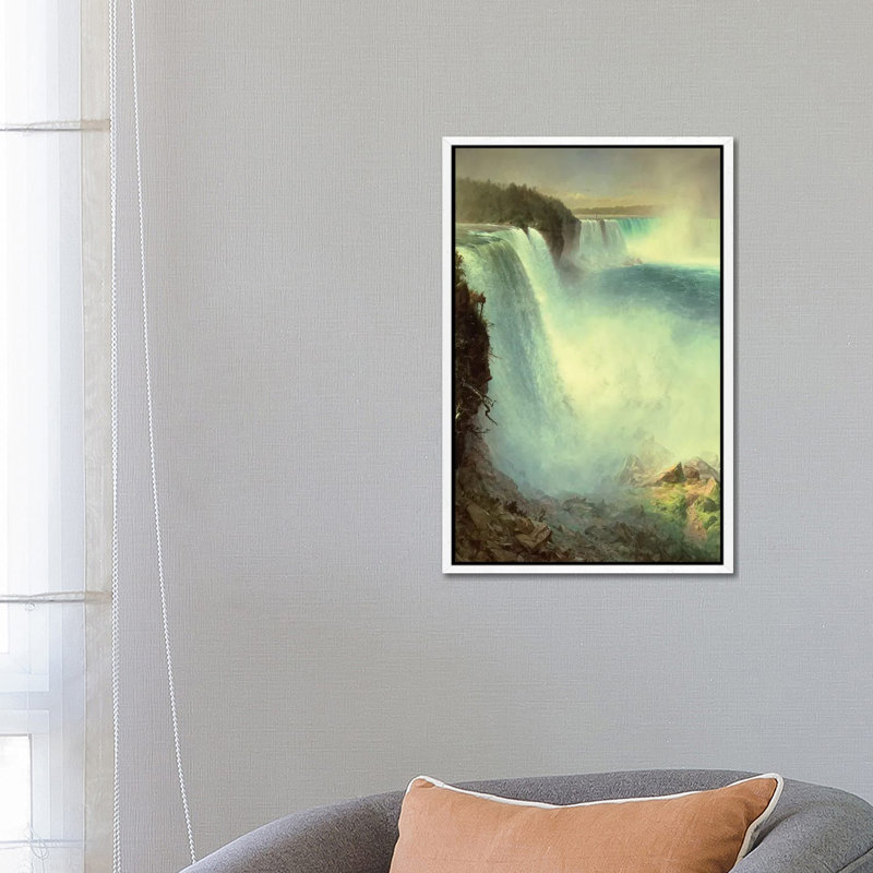 Niagara Falls, from the American Side, 1867 by Frederic Edwin Church - 1 Piece Painting on Canvas, White Framed