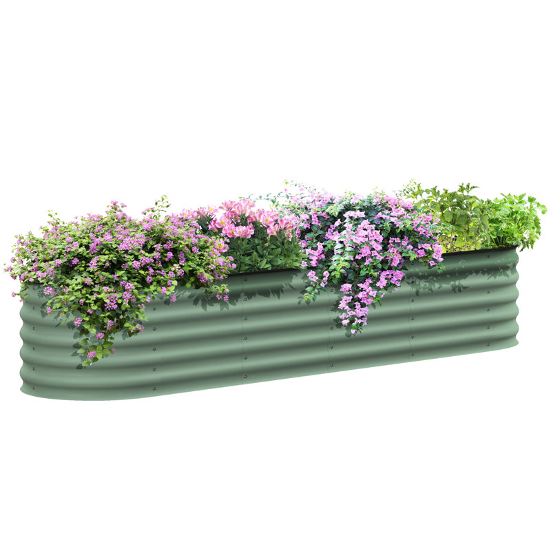 Galvanized Raised Garden Bed Kit - 93" L X 22.5" W 16.5" H, Metal Elevated Planter With Edging For Plant Cultivation, 7.9' 2' 1.4' Kit, Outdoor Box Edging, Suitable Growing Flowers, Herbs & Veggies,