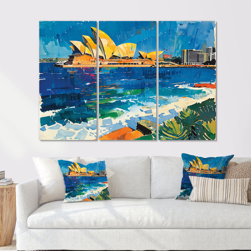 Ensemble de décoration murale Pop Art, Sydney, Opéra de Sydney, Australie, Toile tendue, H 32 po x l 48 po x P 1 po