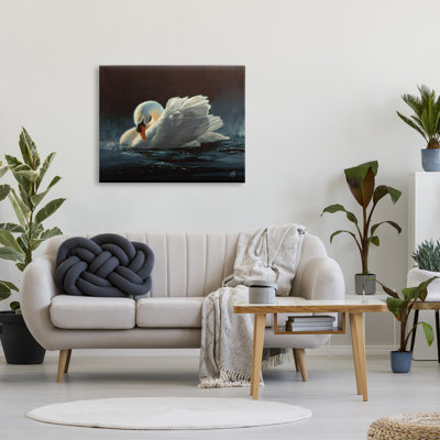 " Moonlit Swan Painting " by Mark Kelso Painting Print