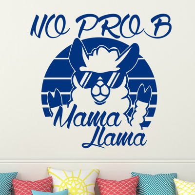 Décalcomanie murale "no prob maman llama"