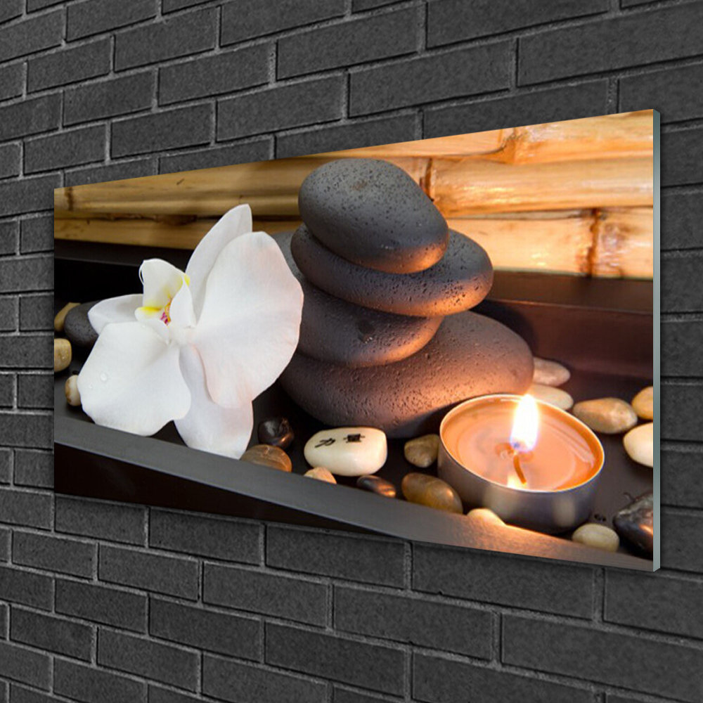 Glasbild Flower Stones Kerze