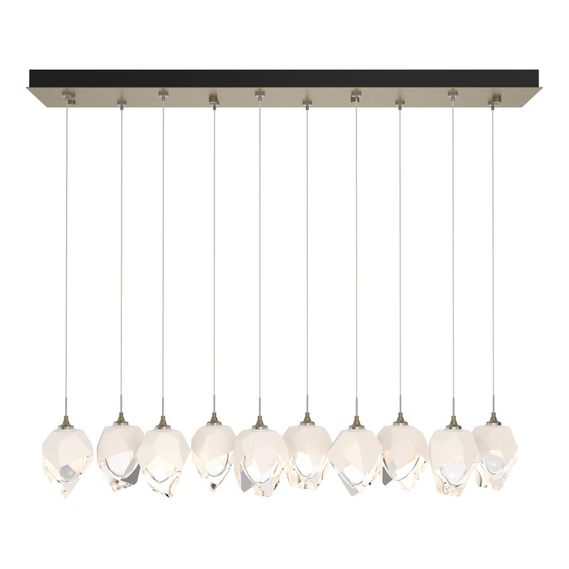 Chrysalis 10 - Light Kitchen Island Geometric Pendant, Soft Gold, 80" H x 44.5" W x 8.5" D, White