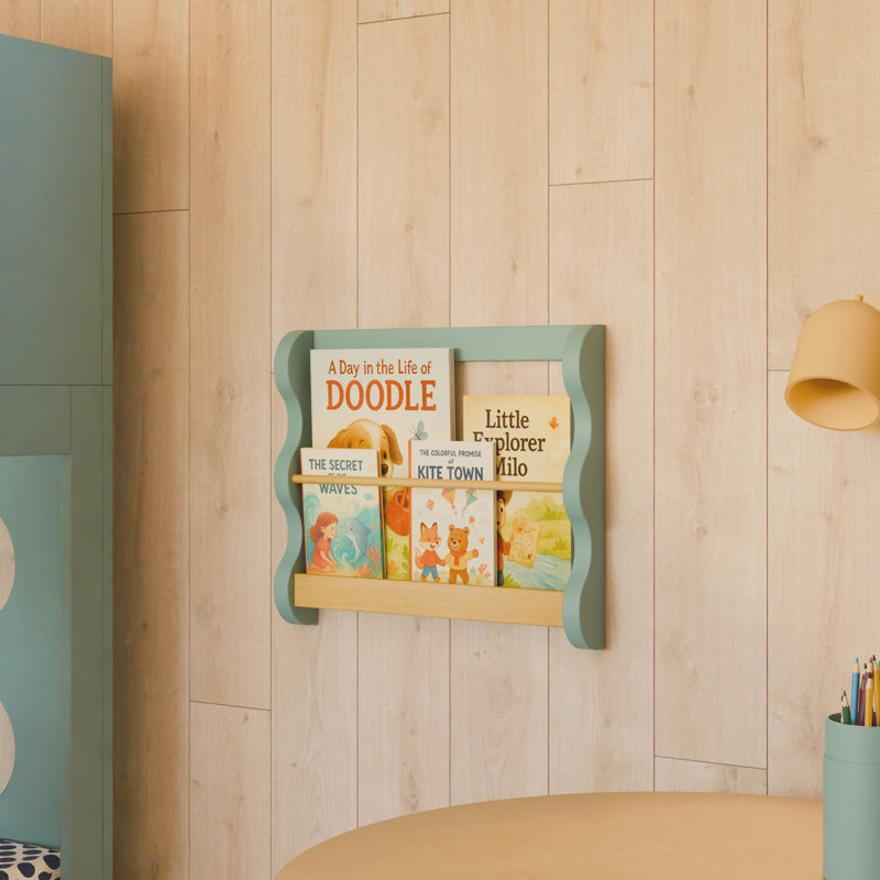 Lido Wave Book Rack, Light Sage/Honey