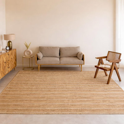 Chunky Braided Jute Area Rug with Tassels | 8' x 10' | Off White
