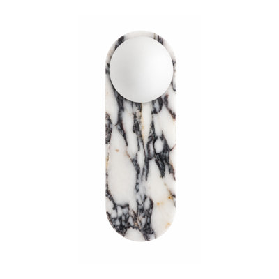 Modern Natural Stone Flush Mount Wall Sconce, 13.8" Hardwired Oval Wall Lighting